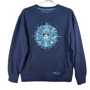 Disney Parks Mickey Mouse‎ Compass Pullover Crewneck Sweatshirt Top Blue Size S